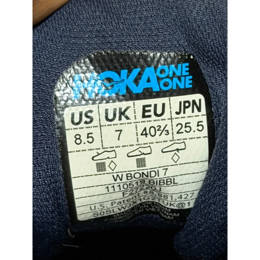Hoka One One Bondi 7 Womens Navy Blue‎ Coral Running Shoes Sneakers 1110519